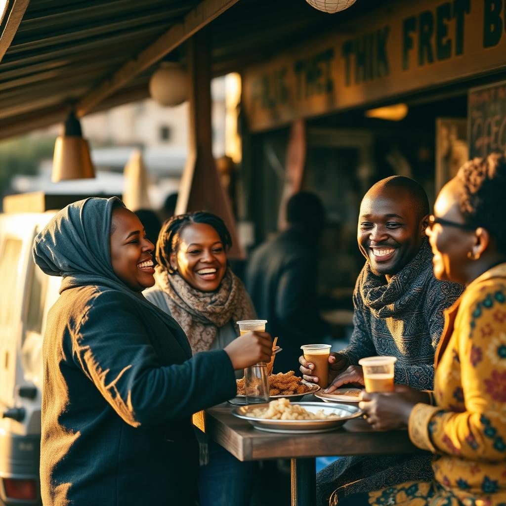 Happy customers sharing a meal